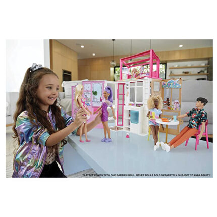 Stylish Dollhouse with Barbie Doll & Accessories