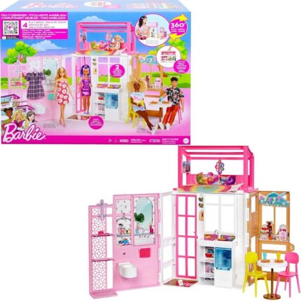 Stylish Dollhouse with Barbie Doll & Accessories